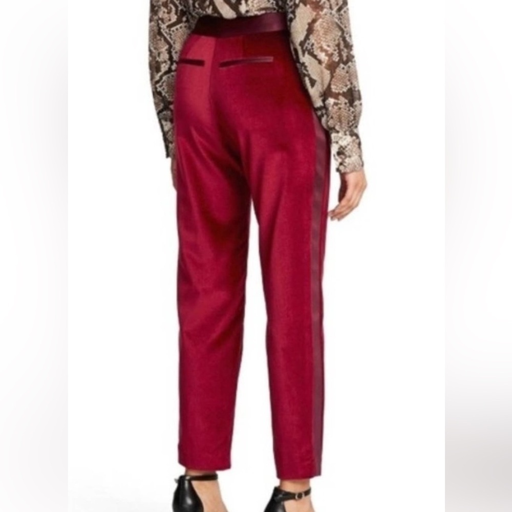 Altuzarra For Target Crimson Red Velvet Tuxedo Ankle Cropped Pants Size 2 - Picture 4 of 7